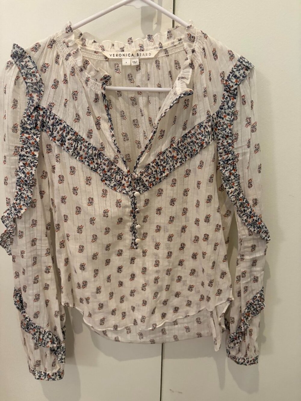 Veronica Beard Abra Floral Cotton Blouse